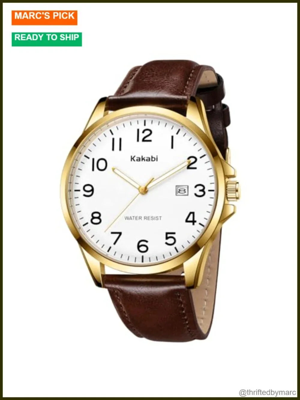 Minimalist Leather Strap Quartz Analog Watch for Men, Water Resistant